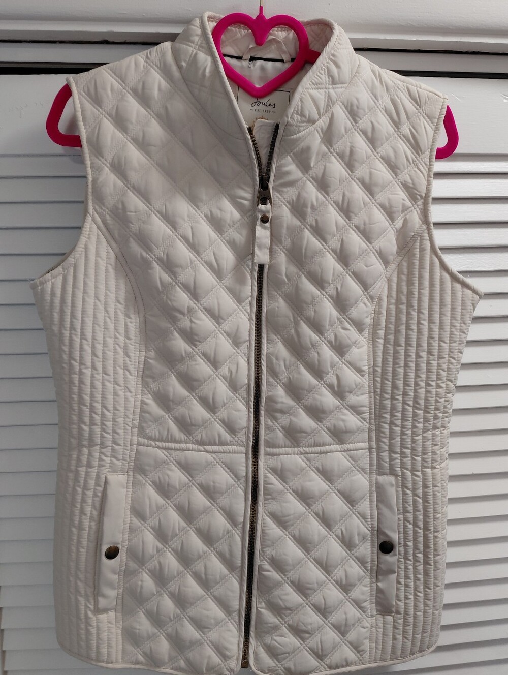 Joules Cream Quilted Sleeveless Zip Up Vest